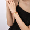 Strawberry Quartz Fu Charm Bracelet Adjustable Gold Tone