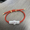 Geometric Copper Charm Bracelet with Red String