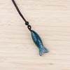 Carved Fish Stone Pendant Necklace, Natural Gemstone Charm