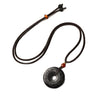 Black Glass Peace Buckle Pendant with Mantras and Symbols