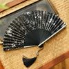 Chinese Style Bamboo Folding Fan with Silk Leaf and Tassel