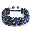 Natural Tiger Eye Black Magnetite Double Row Beads Bracelet