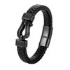 Braided Leather Bracelet with Horseshoe Buckle