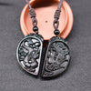 Black Obsidian Yin Yang Dragon Phoenix Necklace Pendant