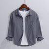 Men's Long Sleeve Linen Shirt Turn-down Collar Cotton Blend Casual Top