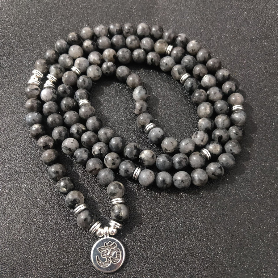 108 Mala Beads Multi-layer Black Glitter Stone Lotus Positivity Bracelet