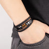 Braided Leather Bracelet with Stone Inlay and Magnetic Clasp