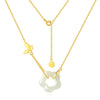 Sterling Silver Butterfly Hetian Jade Flower Necklace