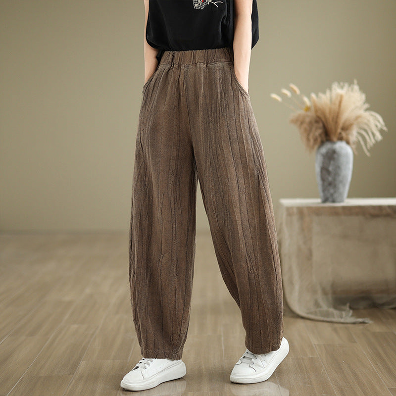 Women's Harem Pants Cotton Linen Wide Leg Trousers