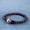 Lotus Carved Red Sandalwood Bracelet Double Wrap Protection Wood Beads