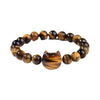 Cat Charm Bracelet with Aquamarine or Bodhi Seed Beads