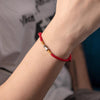 Bamboo Knot Red String Bracelet with Silver Charm
