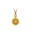 Gold plated openable locket necklace with compass design on a brown cord