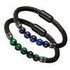 Stone Bead Leather Bracelet Unisex