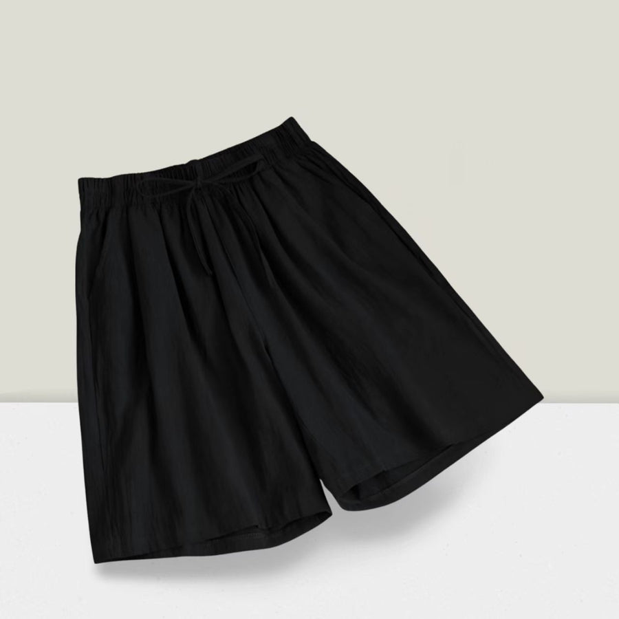 Women's Cotton Linen Shorts Loose Fit Drawstring Waist Pockets