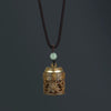 Green Sandalwood Necklace Pendant, Lotus and Mantra Incense Box