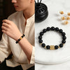 Tiger Eye and Black Obsidian Stone Bead Bracelet