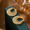 Crescent Moon Jade Hoop Earrings, Gold-Tone Copper Studs