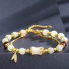 Bamboo Charm Bracelet with Glass Beads and Gold Tone Accents