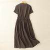Women's Short Sleeve Dress Solid Color Midi
