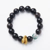 Dragon Bracelet with Silver-tone Obsidian and Green Phantom