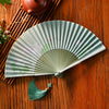 Chinese Style Bamboo Folding Fan with Silk Leaf and Tassel
