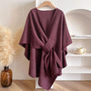 Solid Color Cotton Slit Shawl Wrap
