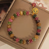Colorful Tourmaline Bracelet with Rabbit Charm