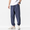 Solid Color Drawstring Cotton Men's Pants With Pockets