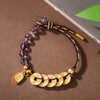Five Emperor Coins Bracelet with Cinnabar or Amethyst
