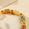 Natural Golden Silk Jade Gourd Wealth Charm Bracelet