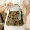 Velvet Jacquard Crossbody Bag with Metal Handle
