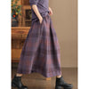 Women's Winter Plaid Pattern Thermal 7-8 Length Skirt With Pockets