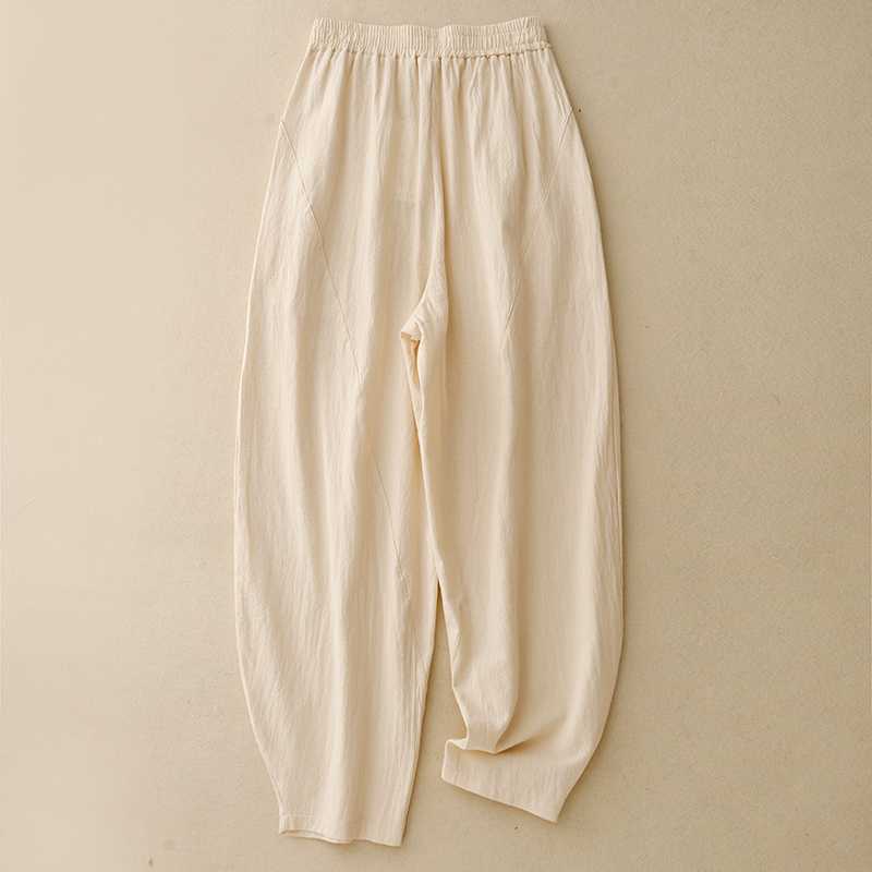 Cotton Linen Wide Leg Pants with Pockets
