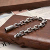 Engraved Copper Chain Bracelet with Barrel Clasp, Vintage Style