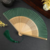Cranes Auspicious Clouds Solid Color Gradient Handheld Bamboo Folding Fan
