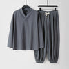 Men's Meditation Cloth Linen Set Long Sleeve T-shirt Pants