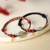 Jade Peace Buckle Bracelet with Cinnabar and Sterling Silver