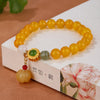 Red Agate Bracelet with Jade and Enamel Charm