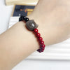 Black Obsidian and Cinnabar Cat Bracelet