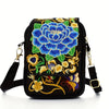 Embroidered Canvas Crossbody Bag with Floral Motifs