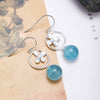 925 Sterling Silver Aquamarine Leaf Flower Earrings Necklace