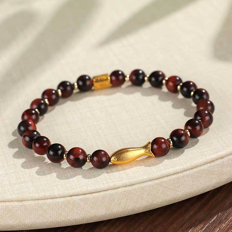 Tiger Eye Fish Charm Bracelet