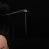 Wood Hairpin with Red Agate Tassel