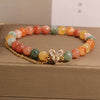 Multicolor Crystal Bead Bracelet with V-Shaped Charm