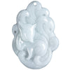 Carved white jade pendant featuring a nine-tailed fox design on a brown cord