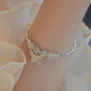 Silver-Plated Butterfly Charm Bracelet with Pale Beads