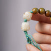 Green Sandalwood Bracelet with White Cat Charms