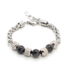 Stainless Steel Tiger Eye and Onyx Bead Bracelet