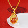 Peacock Copper Pendant Necklace with Faux Cat Eye Stone